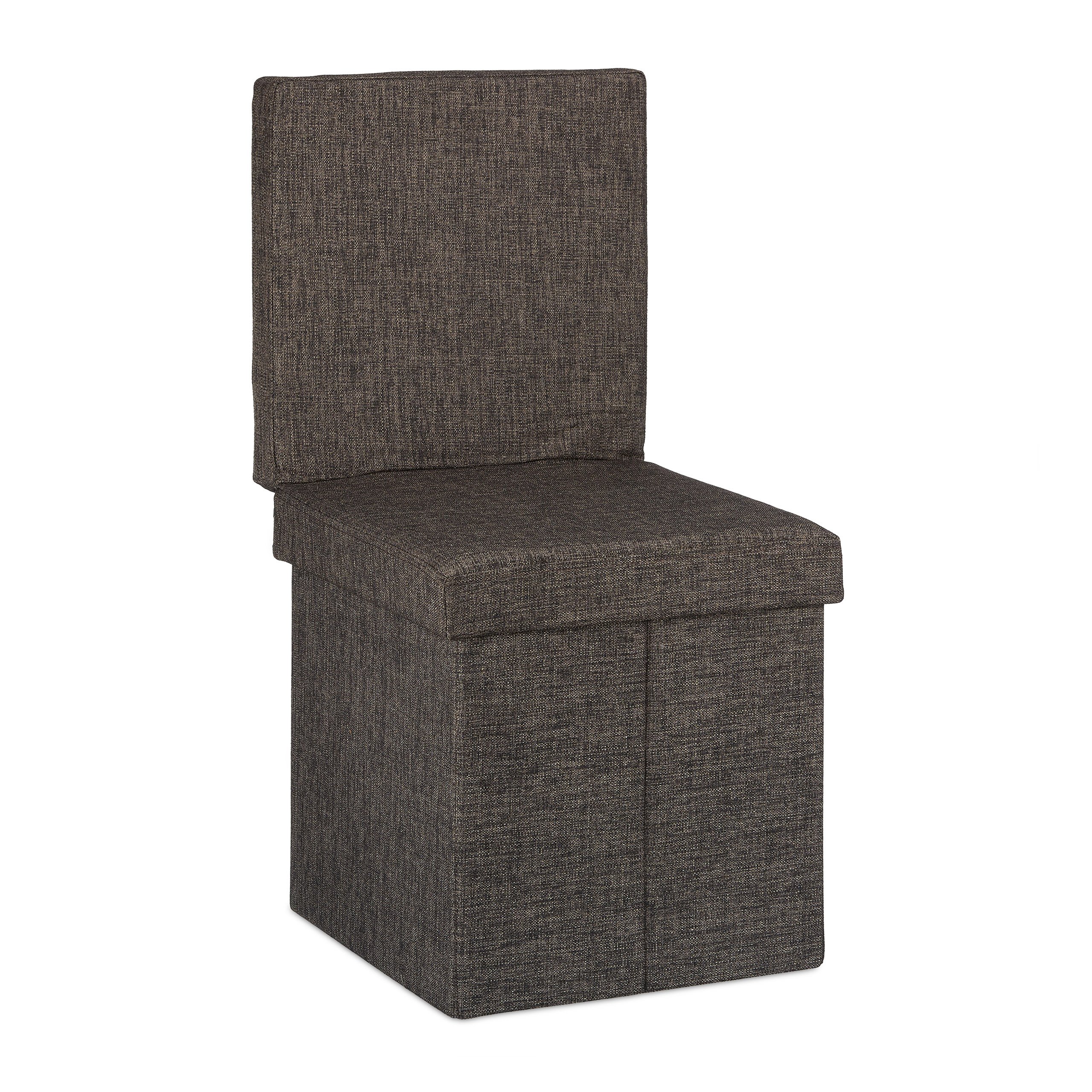 Relaxdays Brown Folding Storage Ottoman W/Back, Size 73 X 38 X 38 Cm Footstool Linen Bench With Removable Lid,