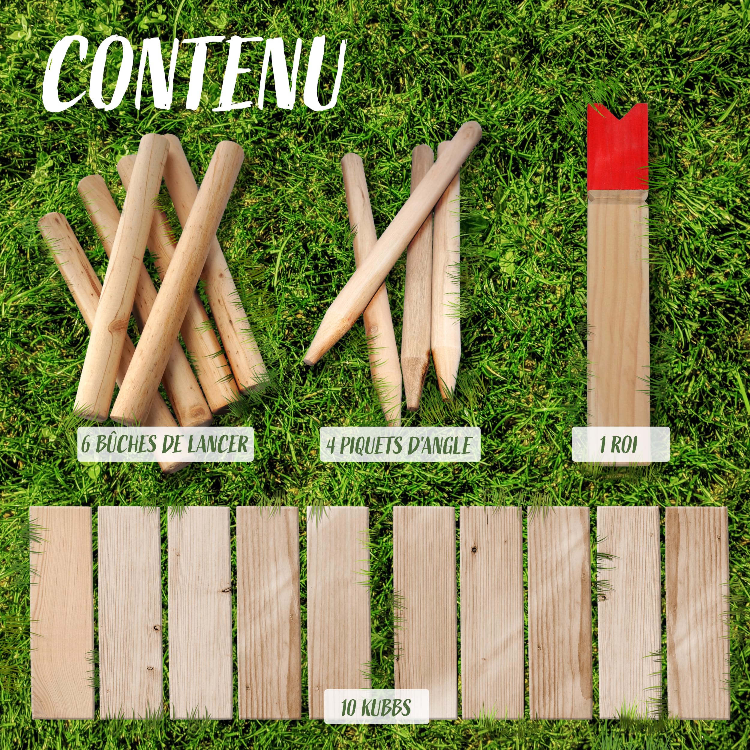 Ocean 5 Kubb - Original Jeu de Société Viking | Jeu en Bois Premium| Jeux de Société Suédois en Bois| Jeu de Réflexion pour Enfants et Adultes
