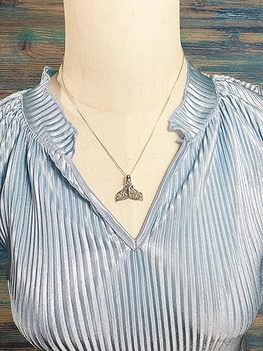 Miniatura 8 de Collar con colgante de nudo celta de cola de ballena de plata de ley, 18 pulgadas, topacio azul, Plata esterlina, Topacio