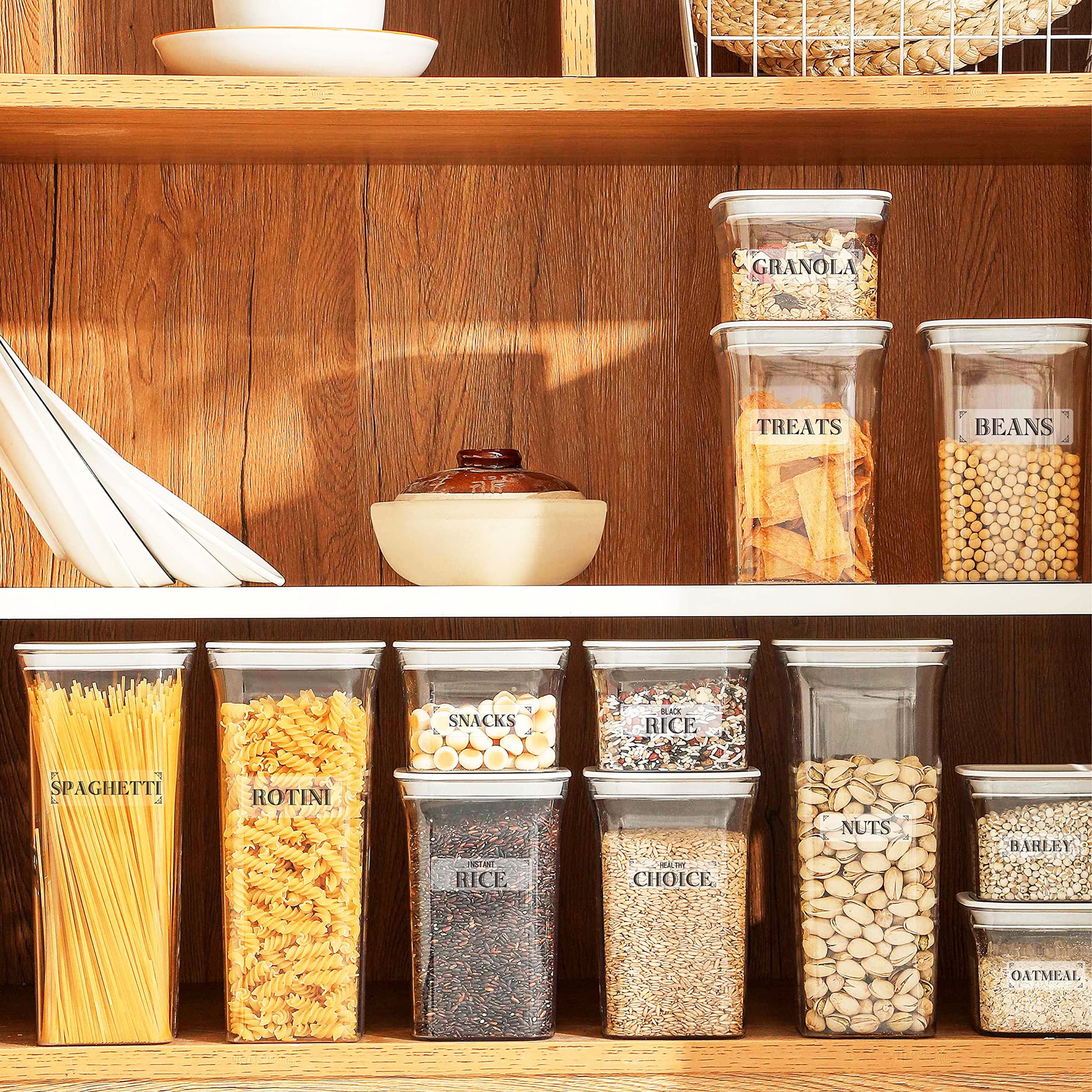 210 Étiquettes Garde-manger Claires - PVC Résistant à L'Eau - Organisation Cuisine Rangement Aliments