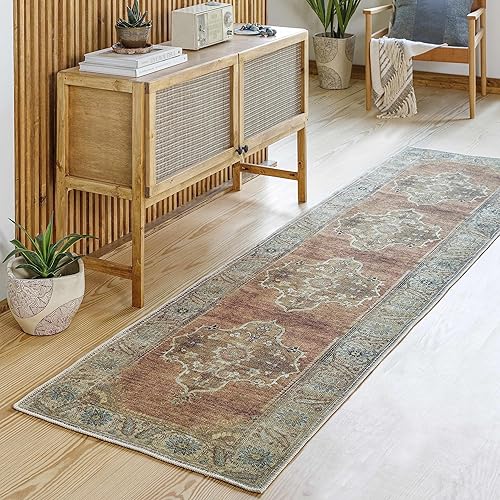 Hauteloom Powhatan - Alfombra tradicional para pasillo y baño, alfombra larga para lavandería, pasillo, entrada, tapete largo y lavable a máquina,