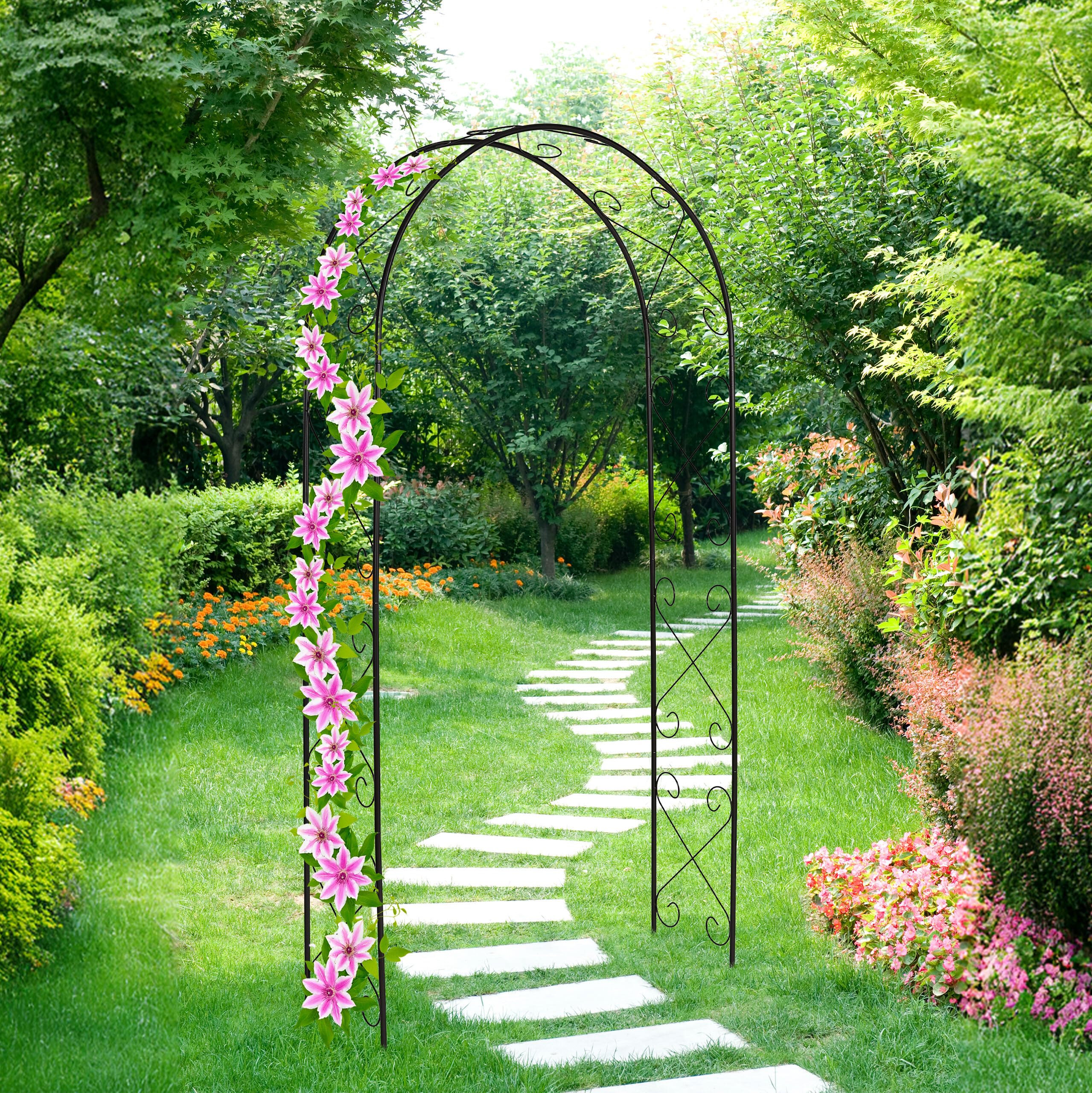 Relaxdays Arche de Jardin, en métal, Robuste, pour Plantes grimpantes, H x L x P : 230 x 120 x 39 cm, Noire