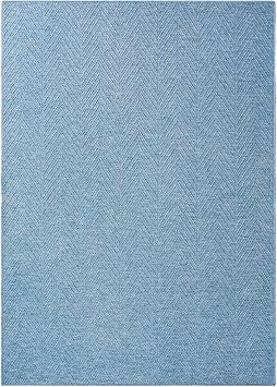TOWN & COUNTRY BASICS Pax Herringbone Textured Solid Everwash Washable Area Rug, Low Pile, Non-Slip Backing, Easy Clean Pet & Family Friendly Rug, Blue, 710"x102"