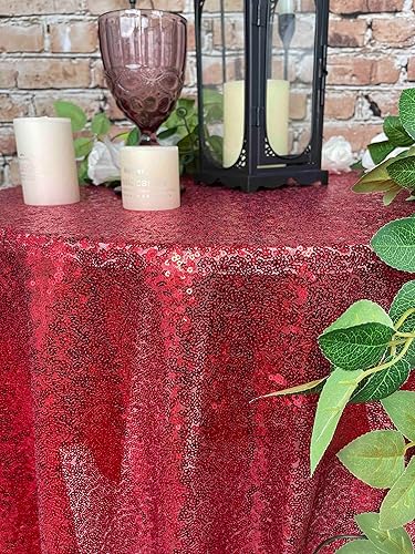 Miniatura 3 de Mantel de lentejuelas rojas, rectangular de 50 x 80 pulgadas, mantel de banquete rojo brillante para boda, fiesta, cumpleaños, baby shower,