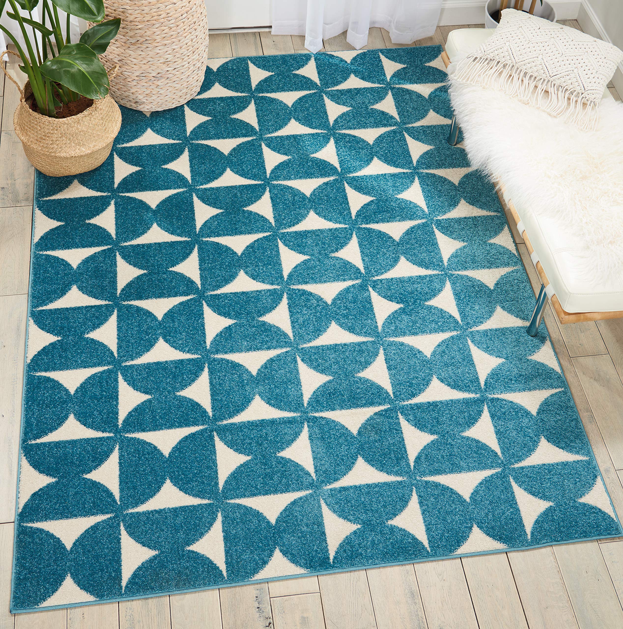 Nourison Home Harper Blue 8' x 10' Area Rug - Easy Clean, Non Shedding, Bed Room, Living Room, Dining Room, Kitchen (8' x 10')