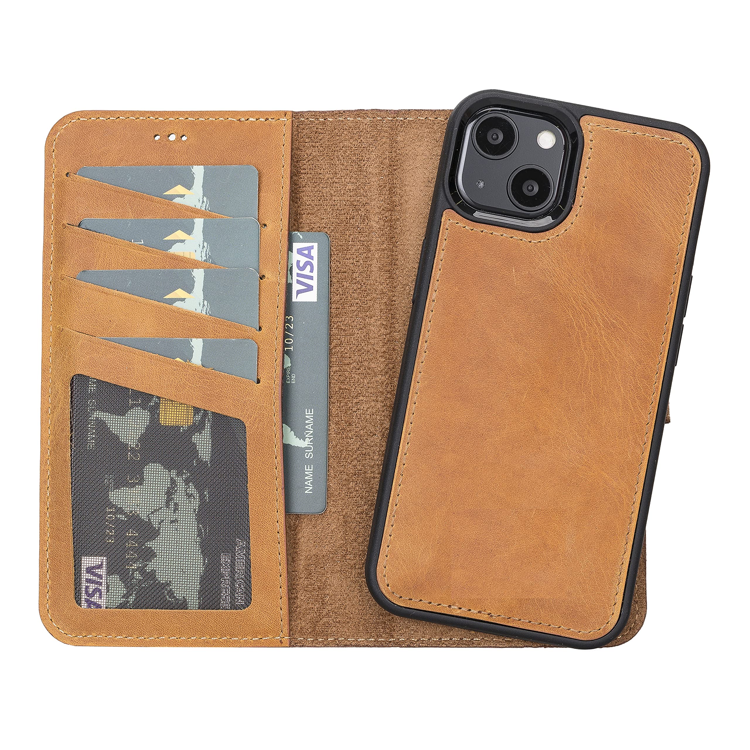 Camel Brown Leather Case for iPhone 13