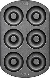 Wilton 6-Cavity Doughnut Baking Pan, Makes Individual Full-Sized 3 3/4" Donuts or Baked Treats, Non-Stick and Dishwasher Safe, Enjoy or Give as Gift, Metal (1 Pan)