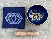 Vista 6 de DharmaObjects Juego de caja de regalo de cuenco cantante de tamaño prémium tibetano de tercer ojo para chakras
