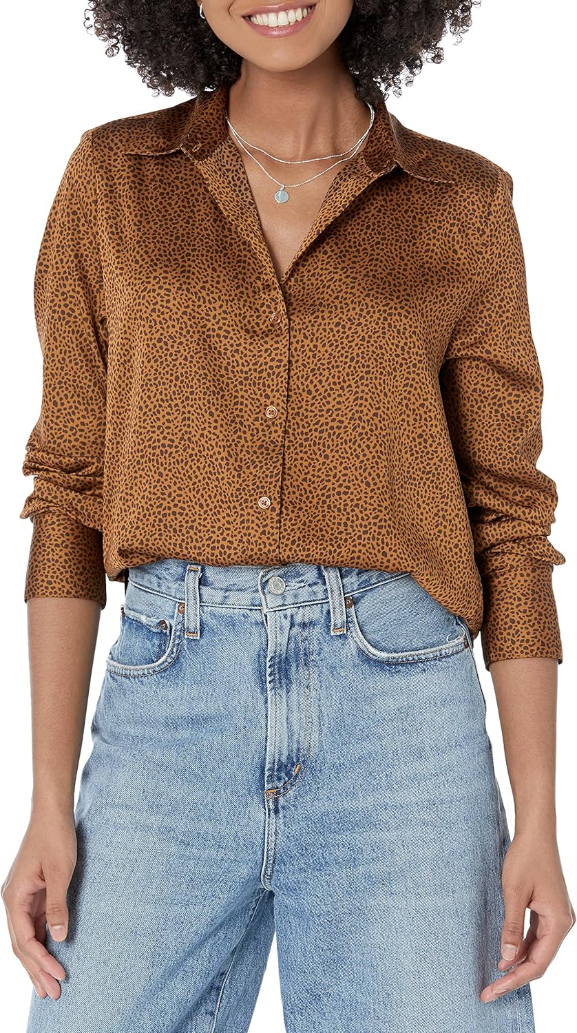 Amazon Essentials Women’s Classic-Fit Satin Button Down Blouse (Available in Plus Size) Amazon Essentials Women’s Classic-Fit Satin Button Down Blouse (Available in Plus Size)
