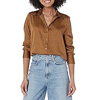 Amazon Essentials Blusa in Raso con Abbottonatura Frontale, vestibilità Classica (Disponibile)
