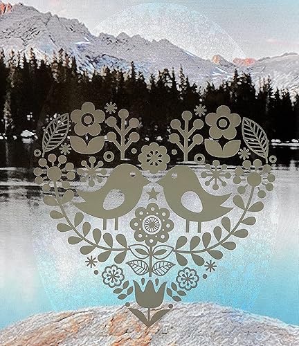 Miniatura 3 de DCentral® Lovebirds - Vinilo decorativo para ventana "Grabado" Adhesivo de vidrio – 8" x 12" Objetos son opacos - Fondo es transparente