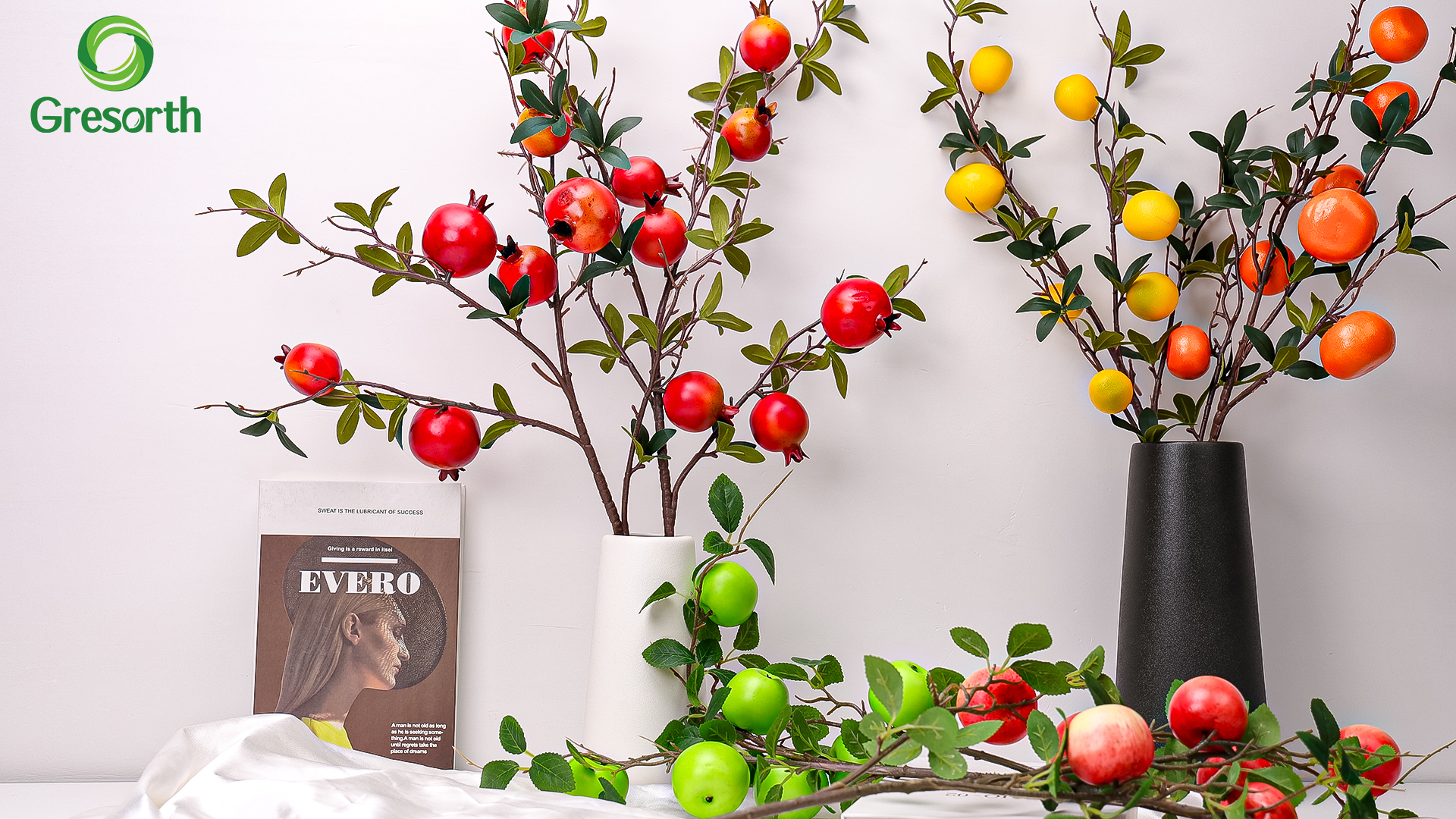 Gresorth 48 cm nep extra grote pompoen groen model kunstmatige plastic groente decoratie realistische herfstvruchten handgemaakt levensecht handwerk bruiloft displays