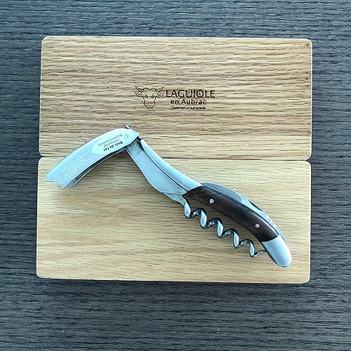 Miniatura 2 de Laguiole En Aubrac Sacacorchos de camarero sommelier, mango de madera de hierro, abridor de vino con cortador de láminas y abridor de botellas,