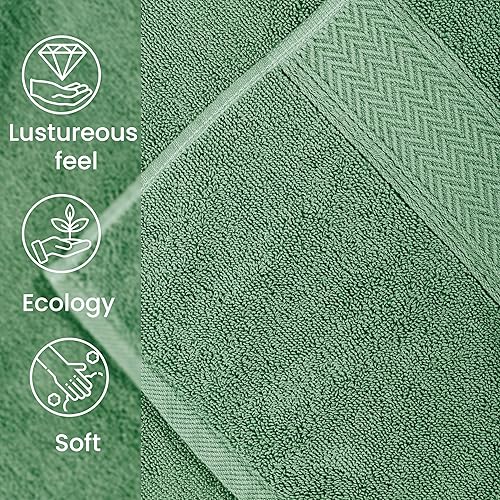 Vista 44 de HILLFAIR Juego de 12 toallas de algodón de 21.16 oz/m², 2 toallas de baño, 4 toallas de mano, 6 toallas de baño, toallas absorbentes de algodón Azul