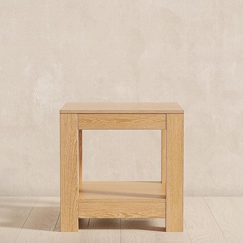 Miniatura 2 de Maven Lane Paulo Mesa auxiliar – Mesa cuadrada de 22 pulgadas con almacenamiento – Madera maciza natural – Ideal para sala de estar y dormitorio