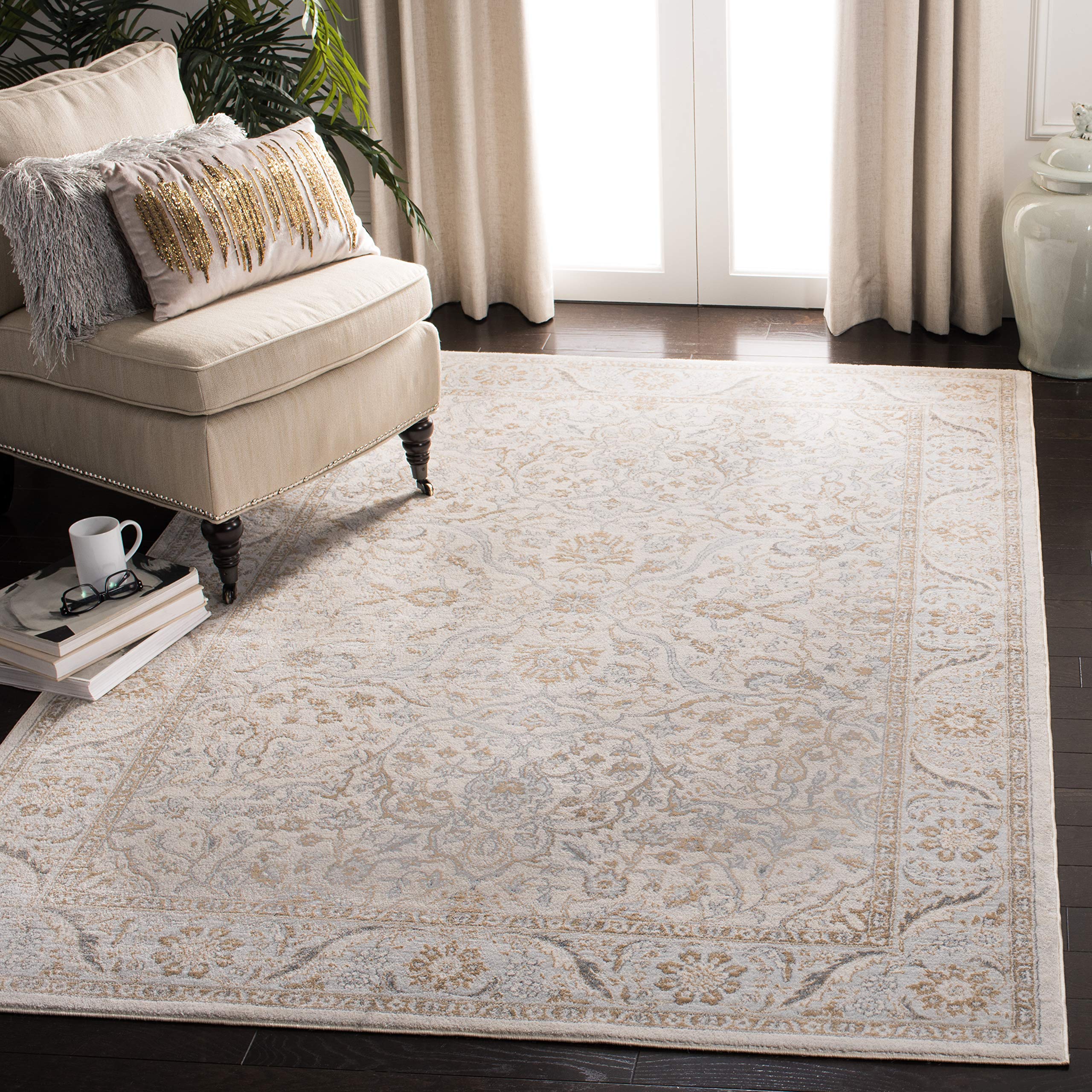 Area Rug 8x10 - Isabella Collection - Large - Cream & Beige, Oriental Design, Non-Shedding & Easy Cleaning, Ideal for Living Room, Bedroom, Office, Dining Space (ISA912A)
