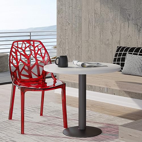 Miniatura 2 de LeisureMod Cornelia Silla auxiliar apilable moderna con diseño de árbol de primavera sin brazos de acrílico para cocina, sala de estar y comedor,