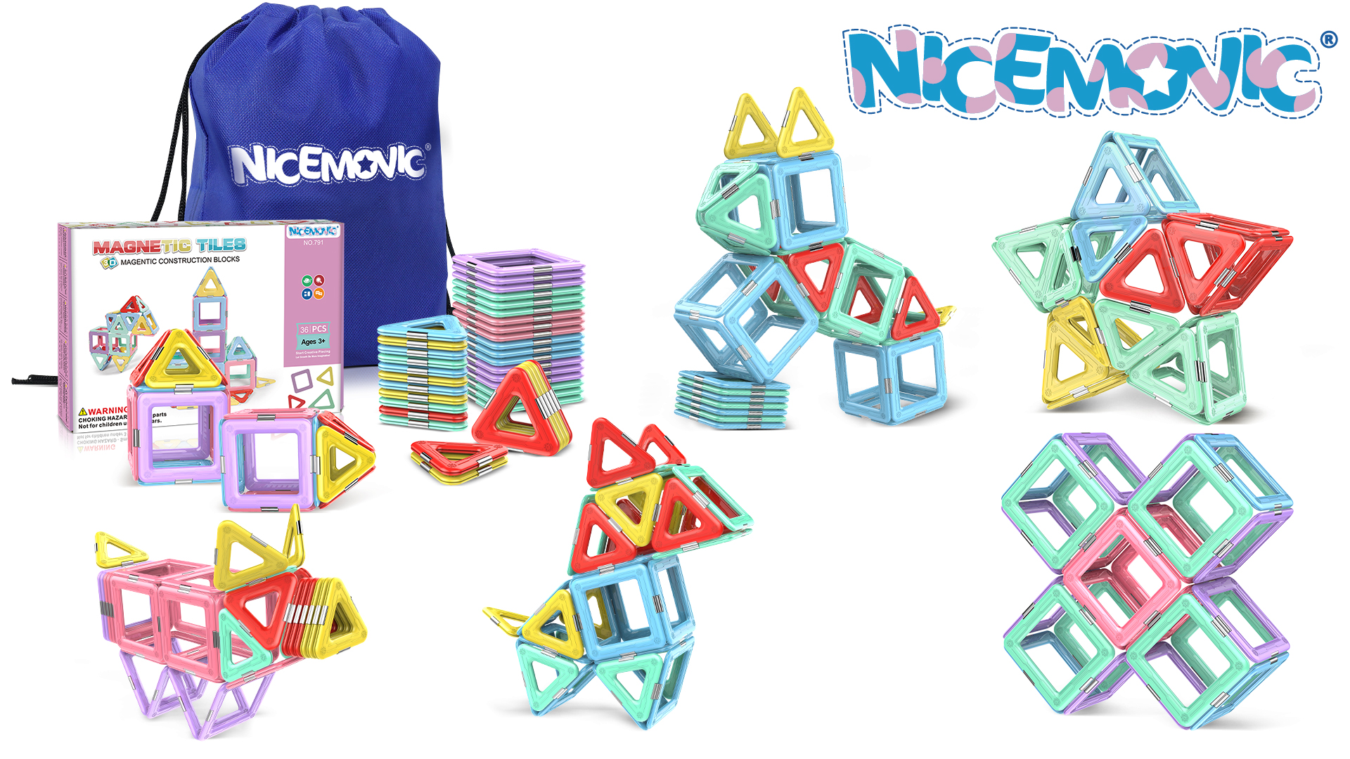199 Pièces Blocs Magnétiques AOMIKS - Jouets STEM 3D Pour Enfants 3-8 Ans - Créativité Et Apprentissage