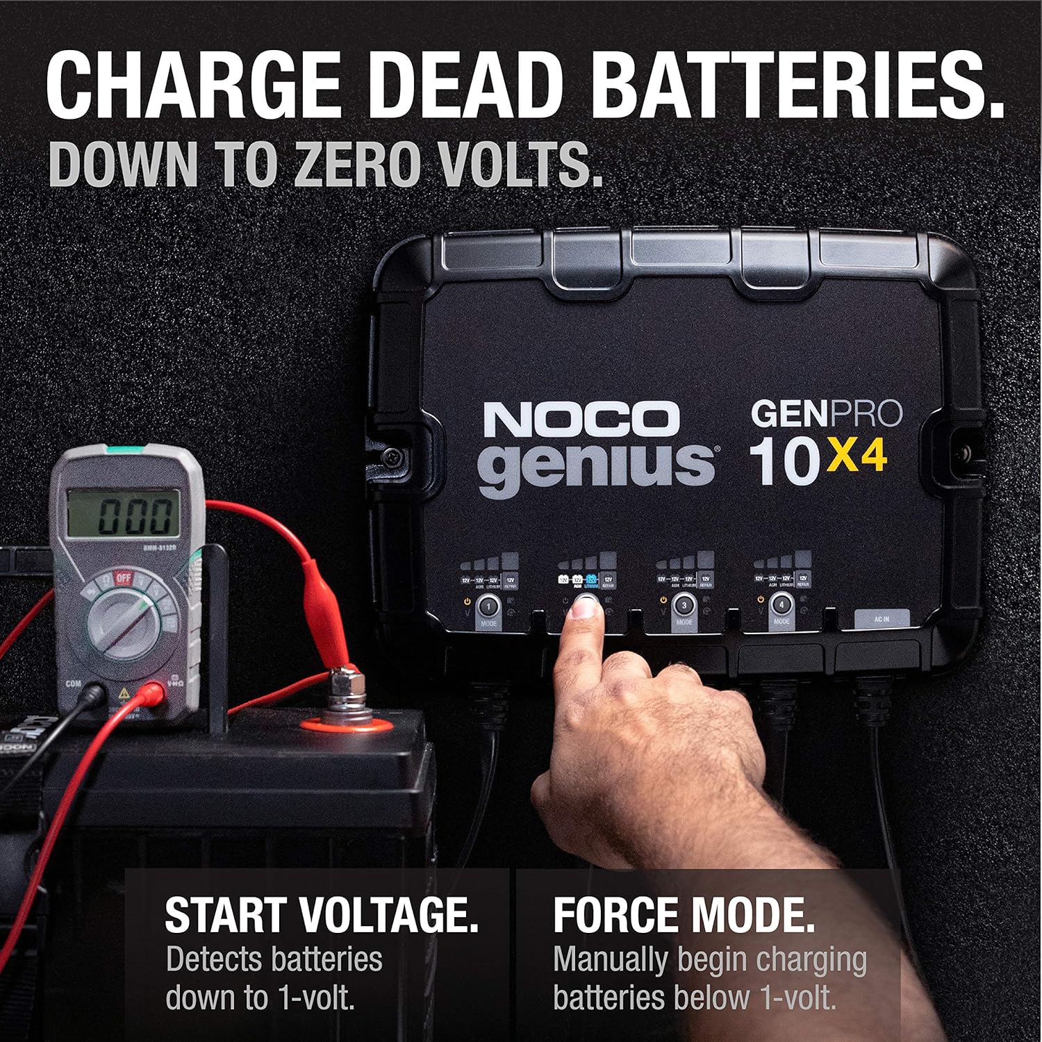 NOCO Genius GENPRO10X4, 4-Bank, 40-Amp (10-Amp Per Bank) Fully-Automatic Smart Marine Charger, 12V Onboard Battery Charger, Battery Maintainer And Battery Desulfator With Temperature Compensation : Sports & Outdoors