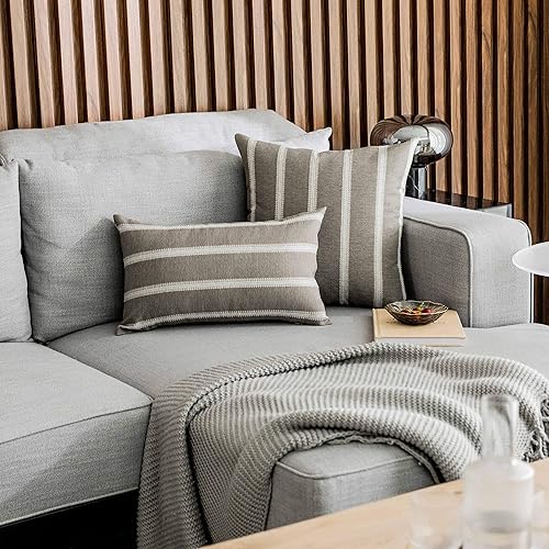Miniatura 3 de Home Brilliant - Juego de 2 fundas decorativas de cojín, de encaje a rayas y mezcla de algodón