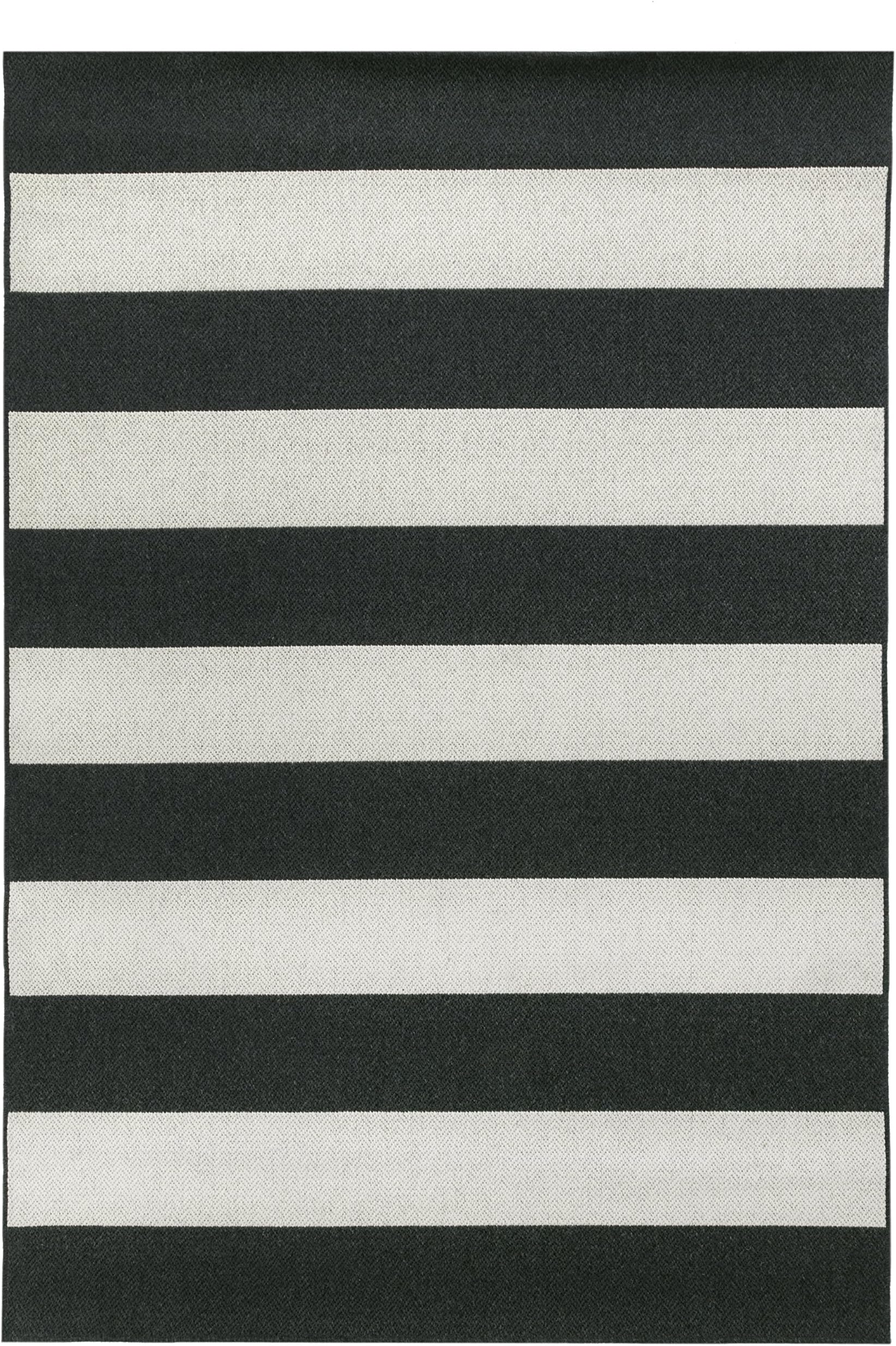 Vallila Raita Runner Rug, Wool, Black/White, 200 x 80 x 1 cm