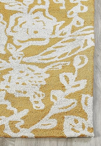 Miniatura 4 de Fab Habitat Alfombra interior o exterior I Entryway, Living Comedor I Gancho a mano, resistente a las manchas, suave I Glamis - Amarillo mostaza, 3