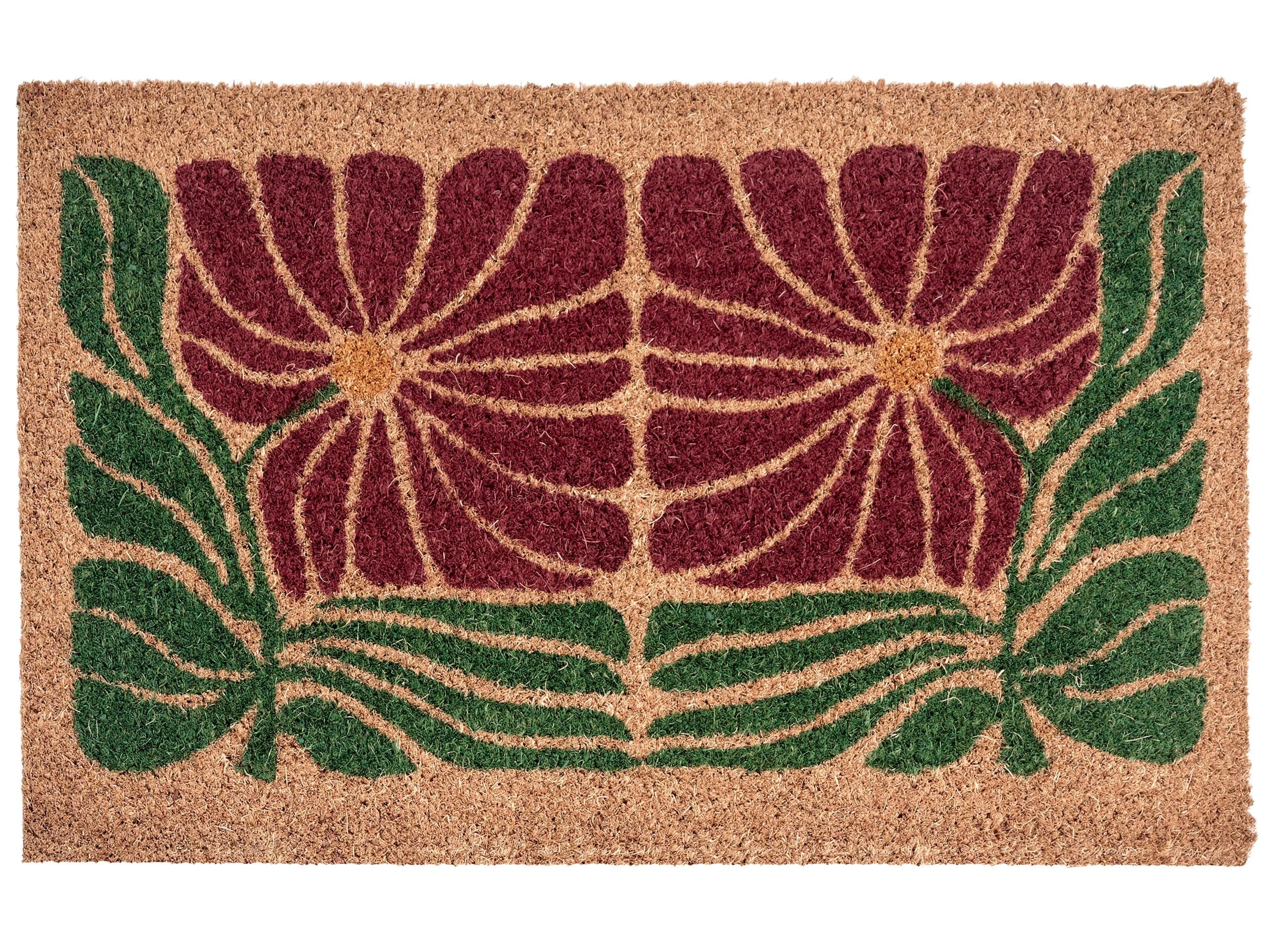 Beliani Paillasson d'Entrée en Fibre de Coco 50 x 80 cm Dessous PVC Antidérapant Motif Floral Multicolore Tanalian