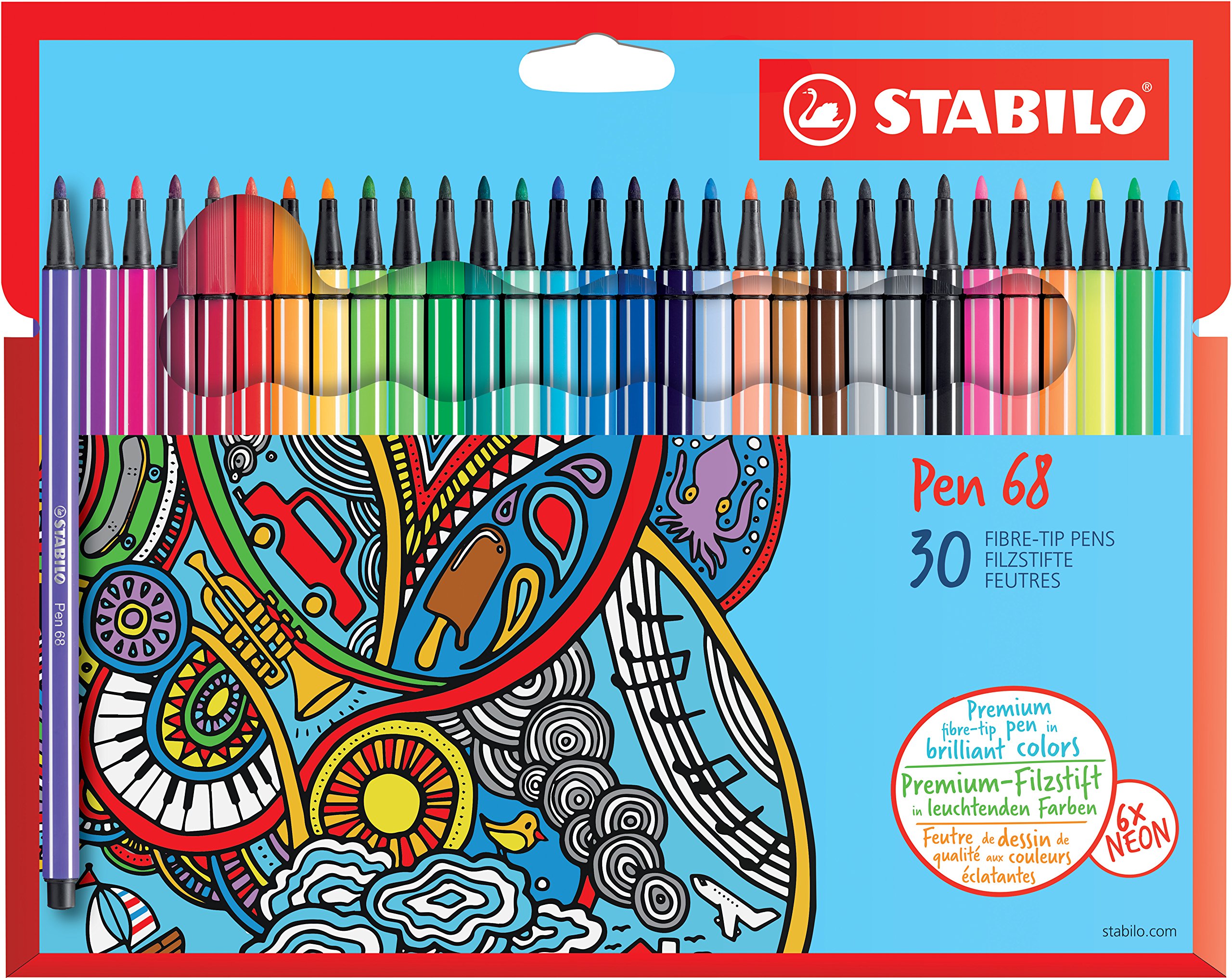 STABILO Premium-Filzstift Pen 68-3X 30er Pack - mit 30 (3 Sets)