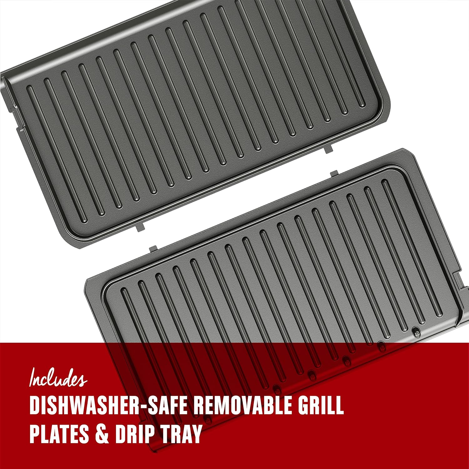 George Foreman Rapid Grill Series, 5-Serving Removable Plate Electric Indoor Grill and Panini Press, Black, RPGV3801BK