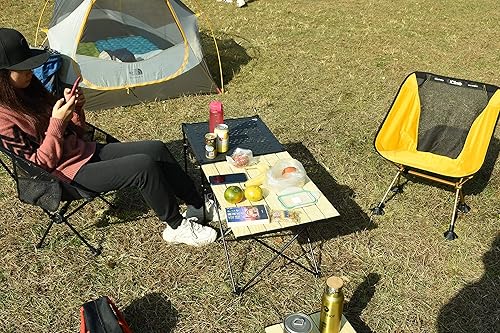 Miniatura 8 de iClimb 1 silla de pies grandes antihundimiento y 1 paquete de mesa plegable, ultraligero y compacto para personas solas, mochileros al aire libre,