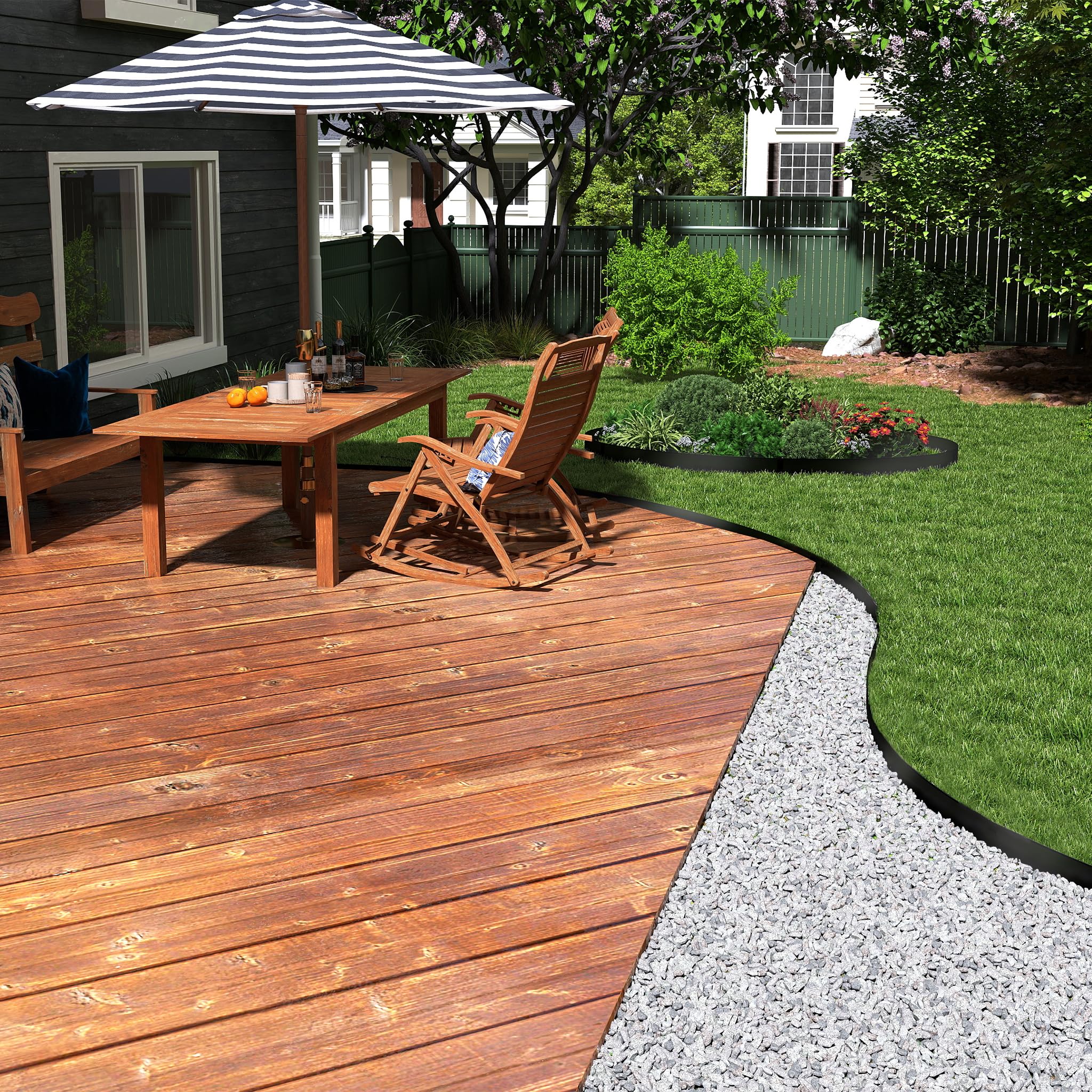 Froadp Flexible Rasenkante, L 100 x H 10 cm Beeteinfassung Metall, Beetumrandung mit 50 Erdanker, Garten Beetbegrenzung für Hof Bauernhof Verwendet Werden, Schwarz,10 Stück