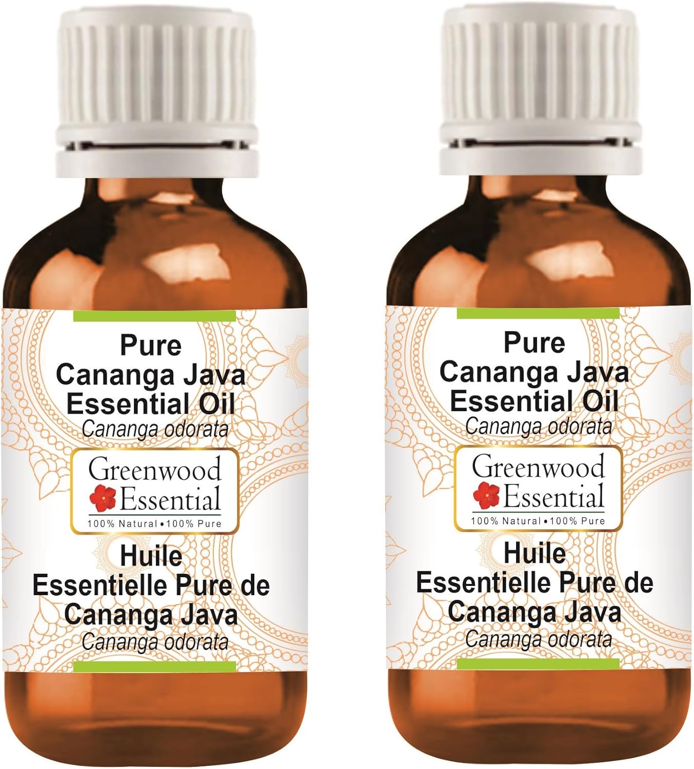Greenwood Essential Pure Cananga Java Essential Oil (Cananga odorata) Steam Distilled (Pack of Two) 100ml X 2 (6.76 oz)