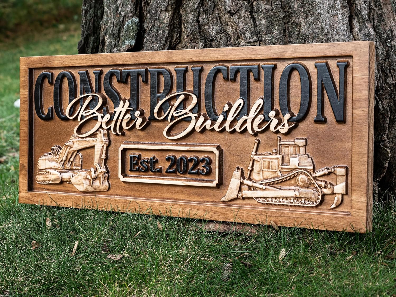 Custom Construction Worker Heavy Equipment Sign Established Wood Sign Home Builder Contractor Gift Birthday Fathers Day Gift for Dad Grandpa