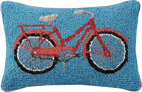 Peking Handicraft Bicicleta roja, almohada de gancho de 8x12
