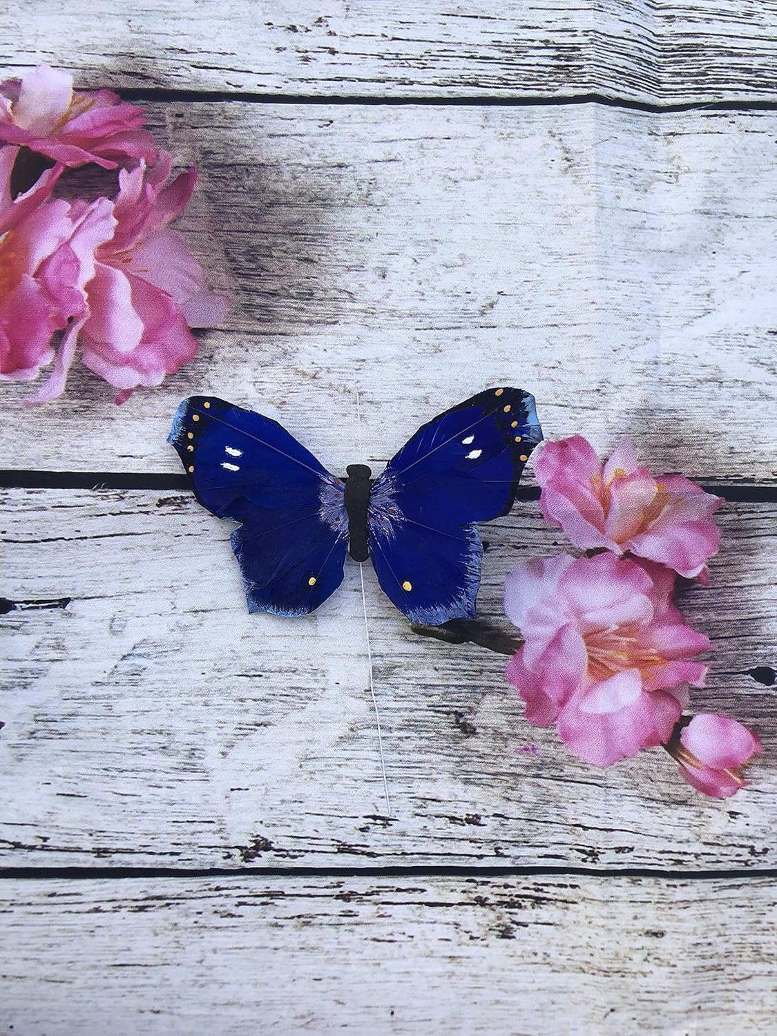 Generic, 12 Large Royal Blue Dark Blue Feather Monarch Butterflies 5inch artificial dark blue butterfly butterfly scrapbooking embellishments Vibrant Monarch, Royal BlueDark Blue, 5137
