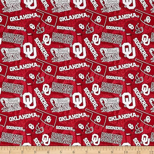 NCAA Oklahoma Sooners 1178 Tone on Tone Red/White, Fabric by the Yard