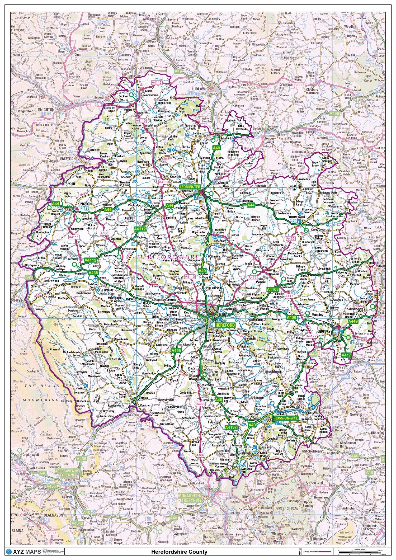 Herefordshire County Map-Paper