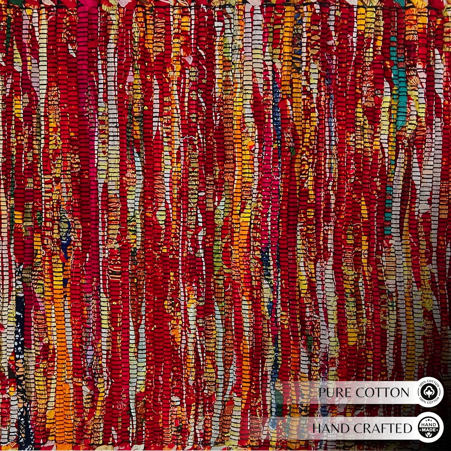 Ramanta Home Cotton Chindi Runner Rug - 2x6 ft Multi Color, Farmhouse Boho Runners for Living Room, Bedroom, Hallways, Patio, Kitchen | Soft Bohemian Floor Carpet for Home Decor - 24x36 Inches - Image 7