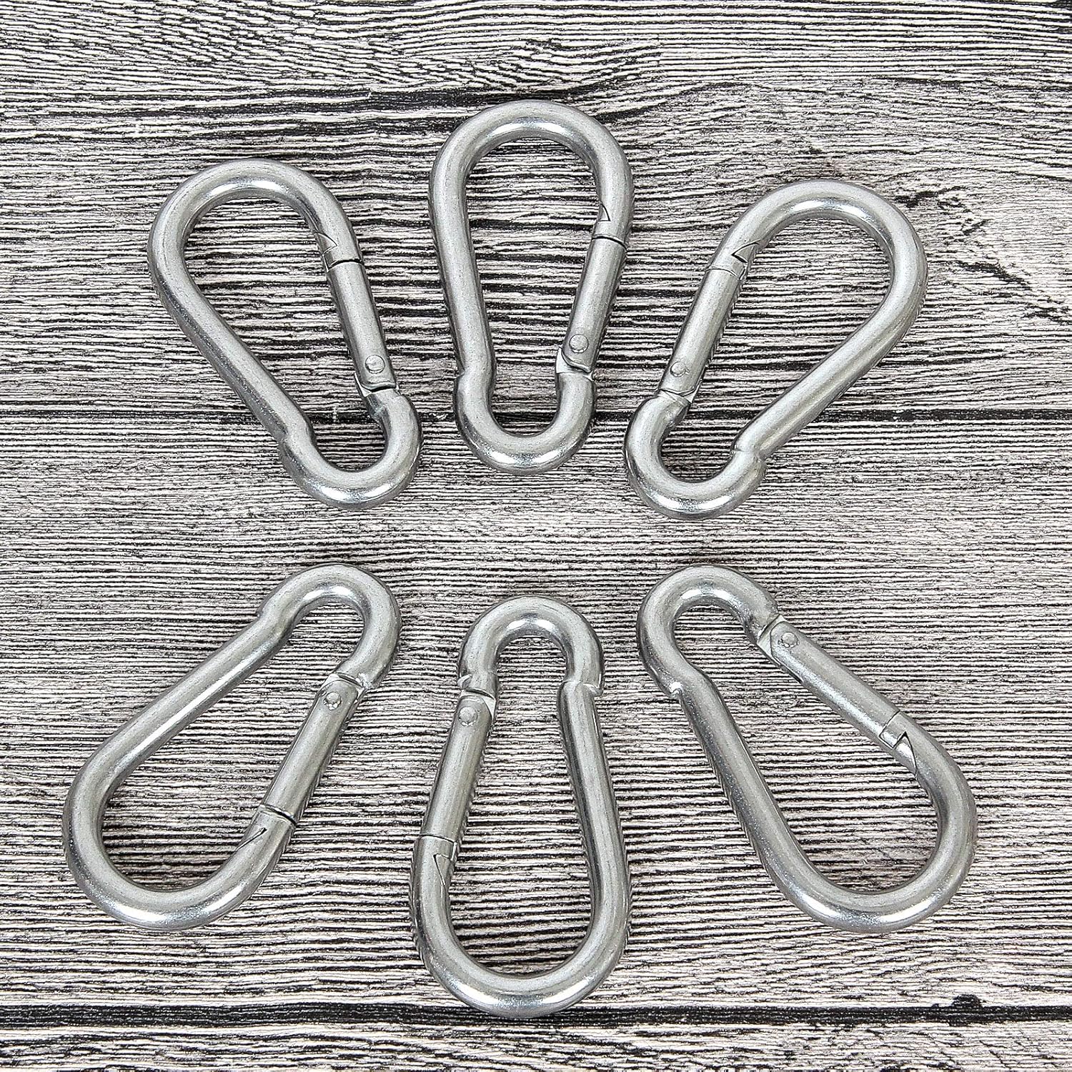 CertBuy 30pcs M6 Spring Snap Hook Stainless Steel Carabiner Clip Keychain 2.4 Inch Spring Ring Hook for Home Outdoor Sports Camping