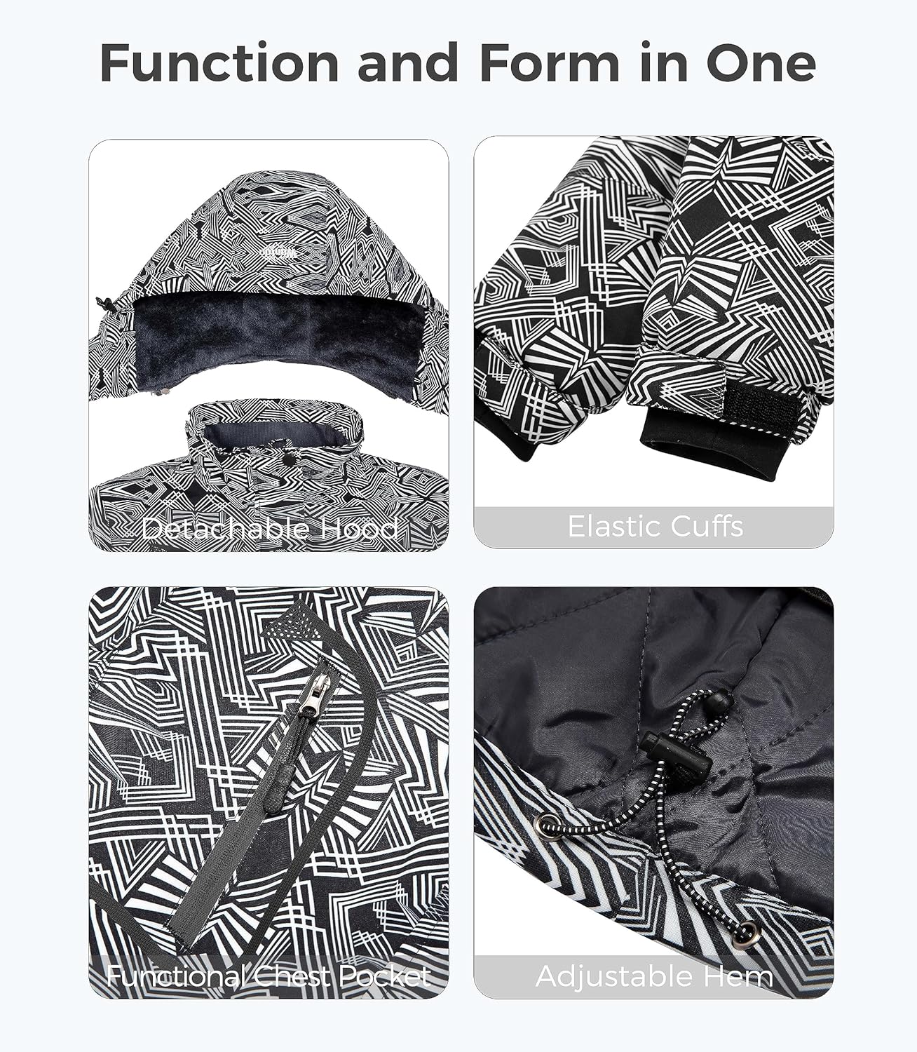 wantdo Women's Mountain Waterproof Ski Jacket Windproof Rain Jacket Winter Warm Hooded Coat - Image 5