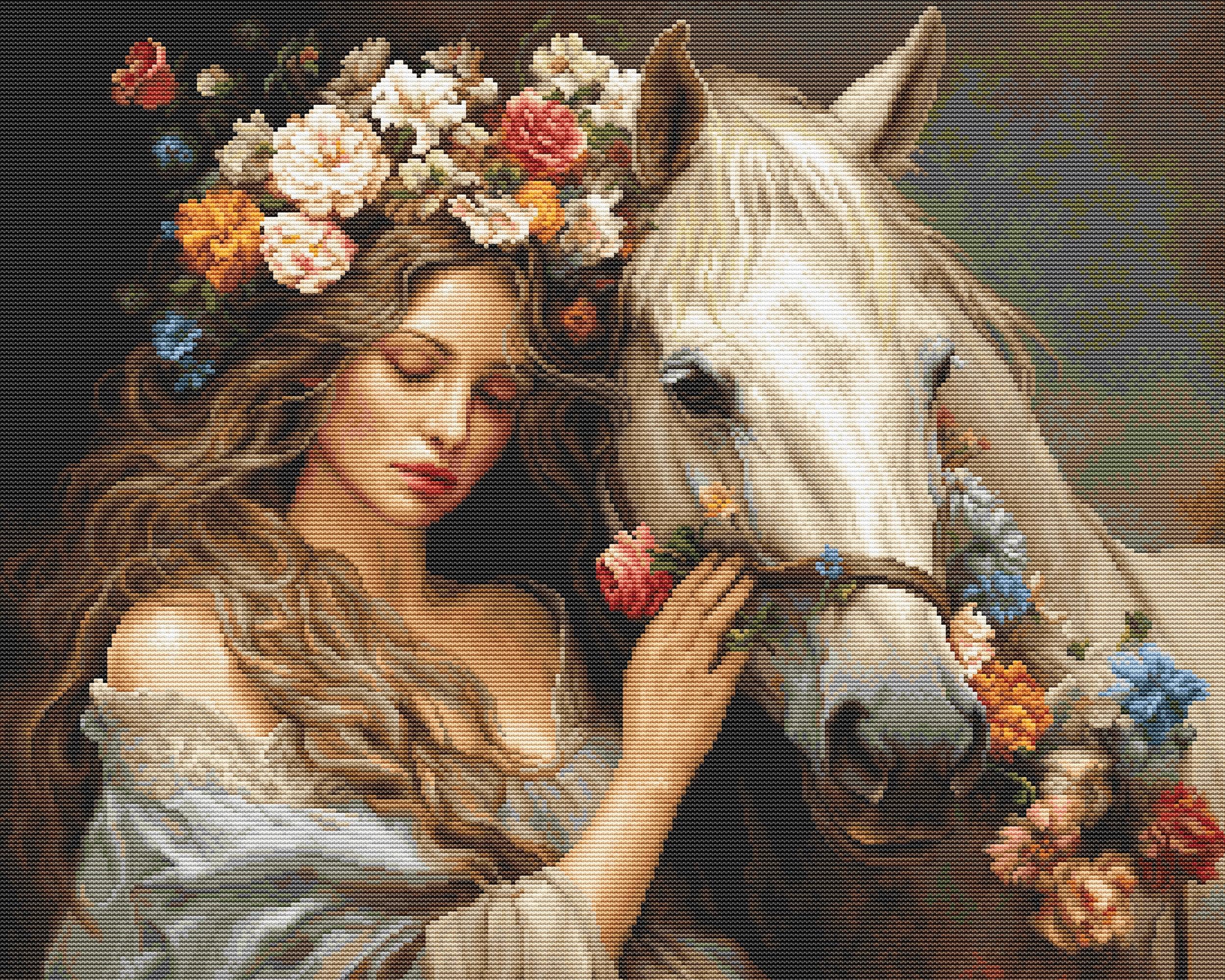 Luca-S Petit Point Kit Gold - The Flower Fairy, G620, Counted Cross Stitch Kit for Adults, Needlecraft and Embroidery Kit