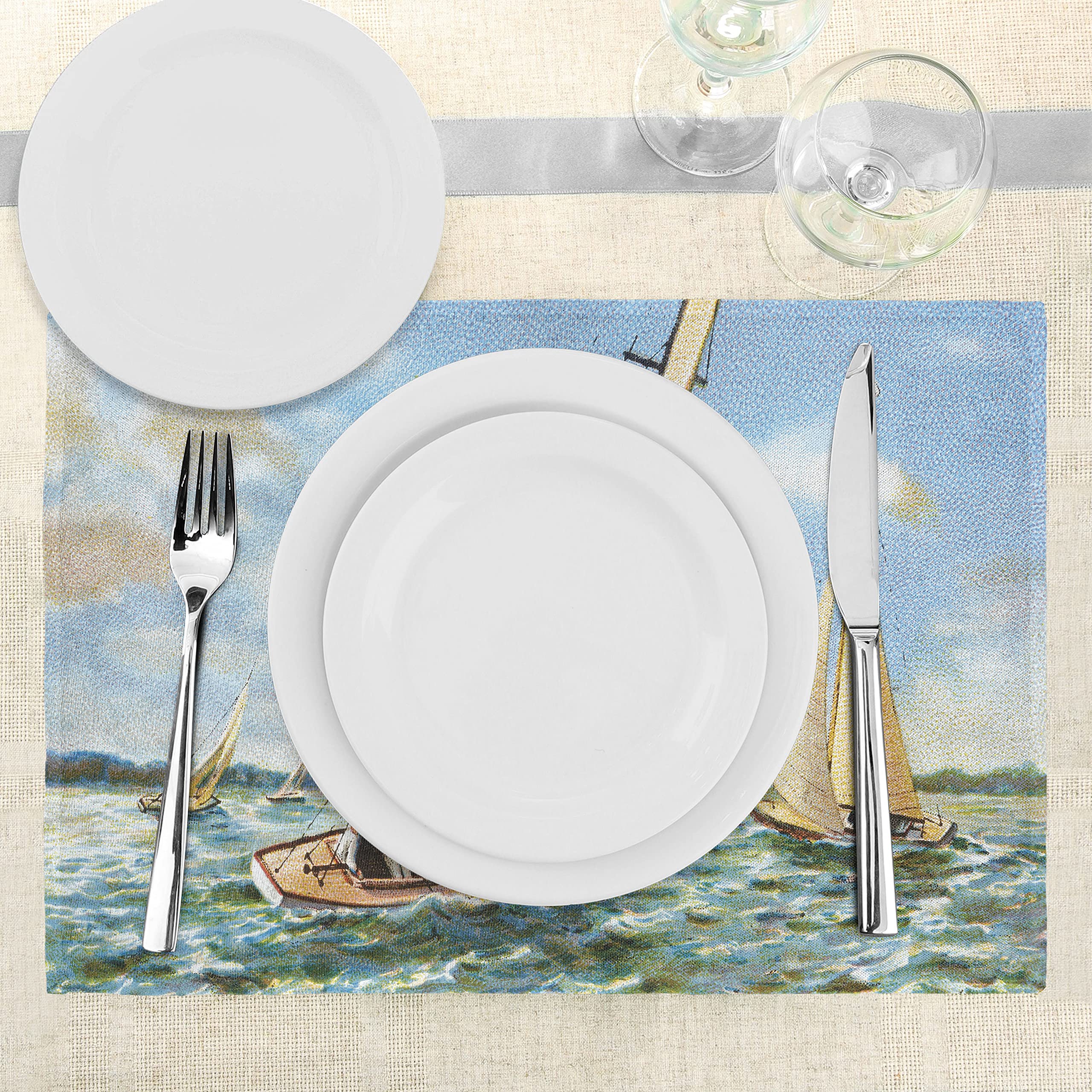 ABAKUHAUS Barca a Vela Tovaglietta Americana Set di 4