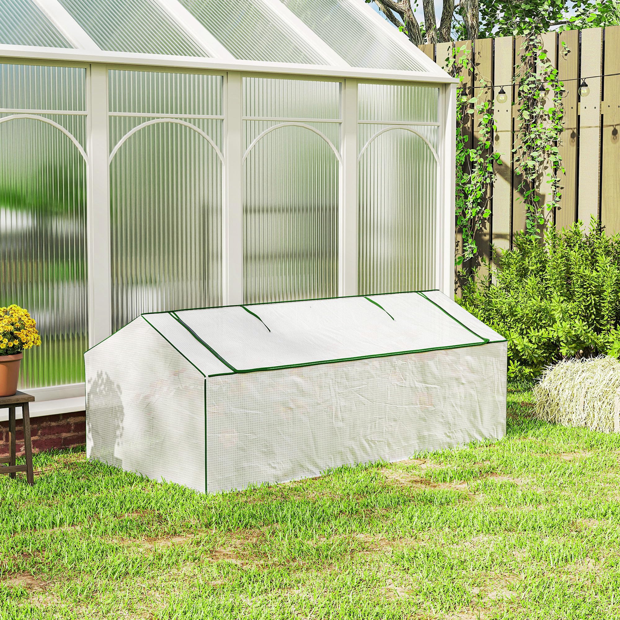 Outsunny Serra con finestra in PE 180x90x70 cm bianco