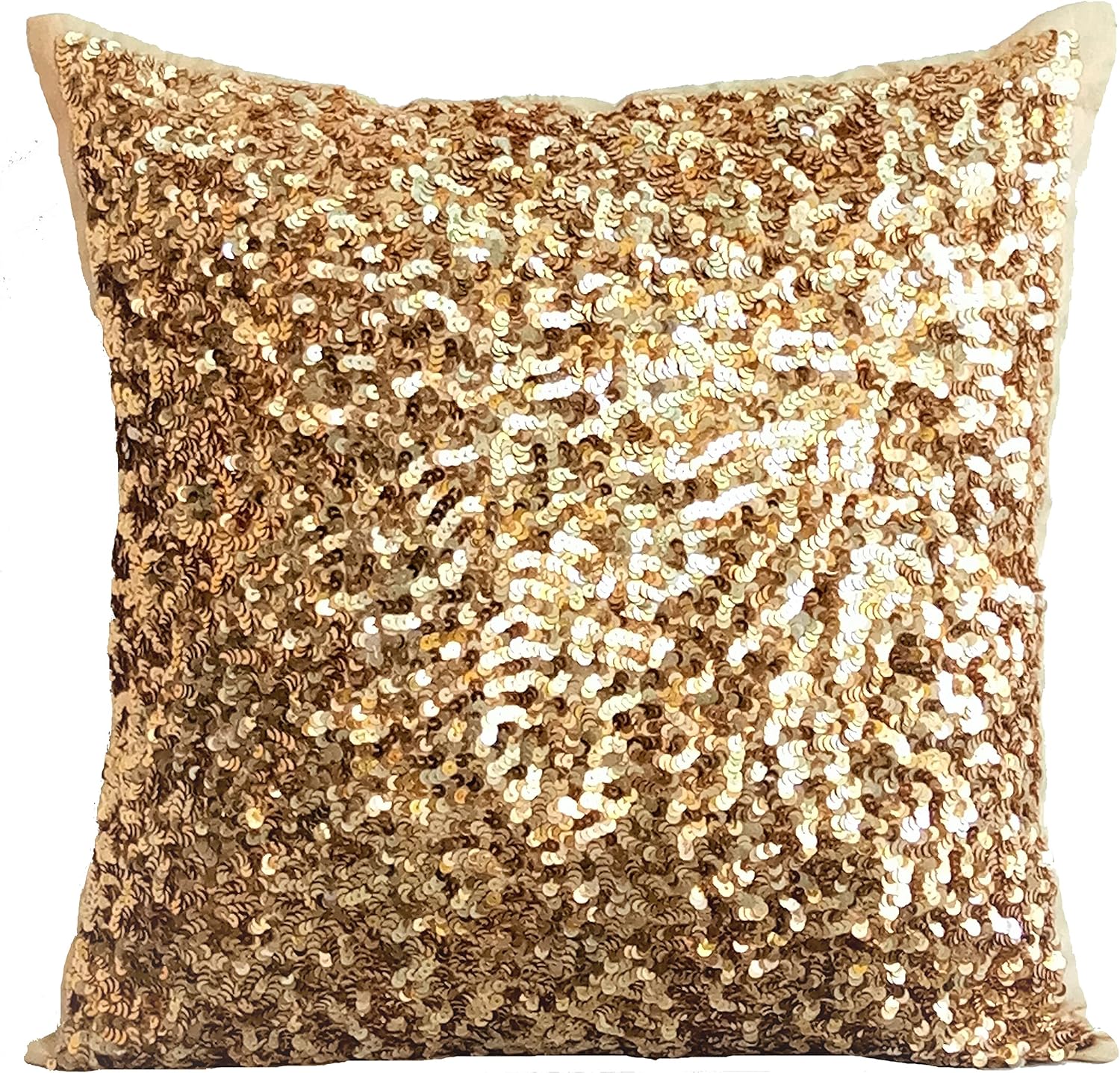The HomeCentric Cushion Cover, Gold Pillow Shams, Metallic Beads Sparkly Beads Abstract Theme Pillow Shams, 24x24 inch (60x60 cm) Shams, Square Cotton Velvet Pillow Sham, Geometric - Gold & Sapphires