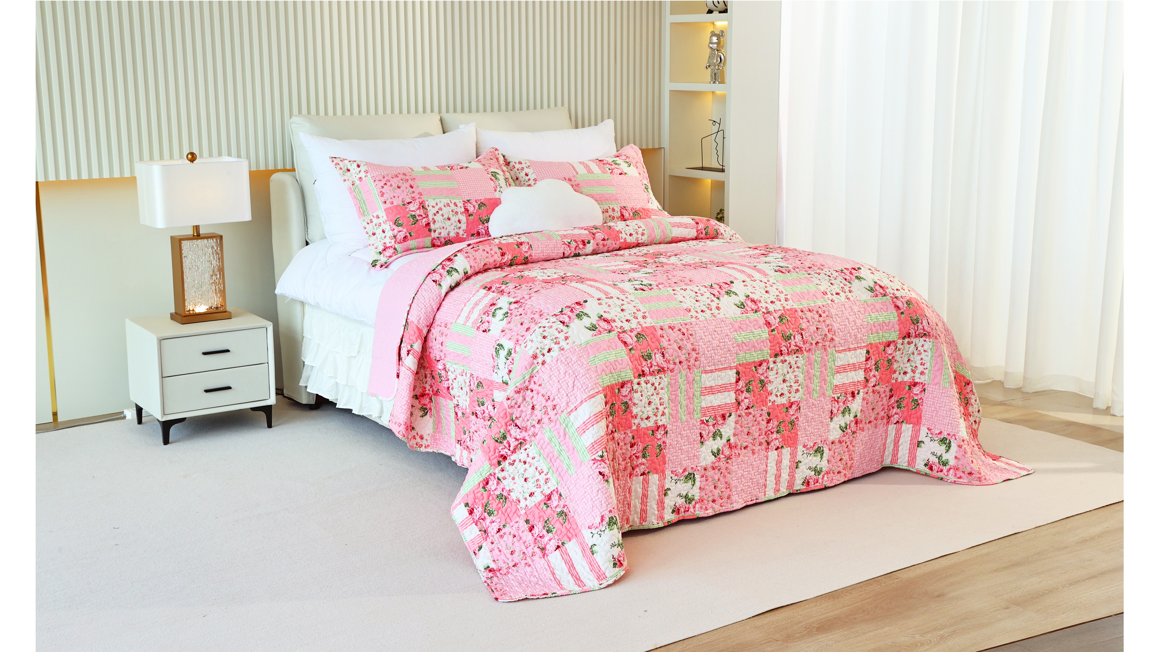 Amazon.com: Cmfshape Floral Bedspread with 2 Pillow Shams