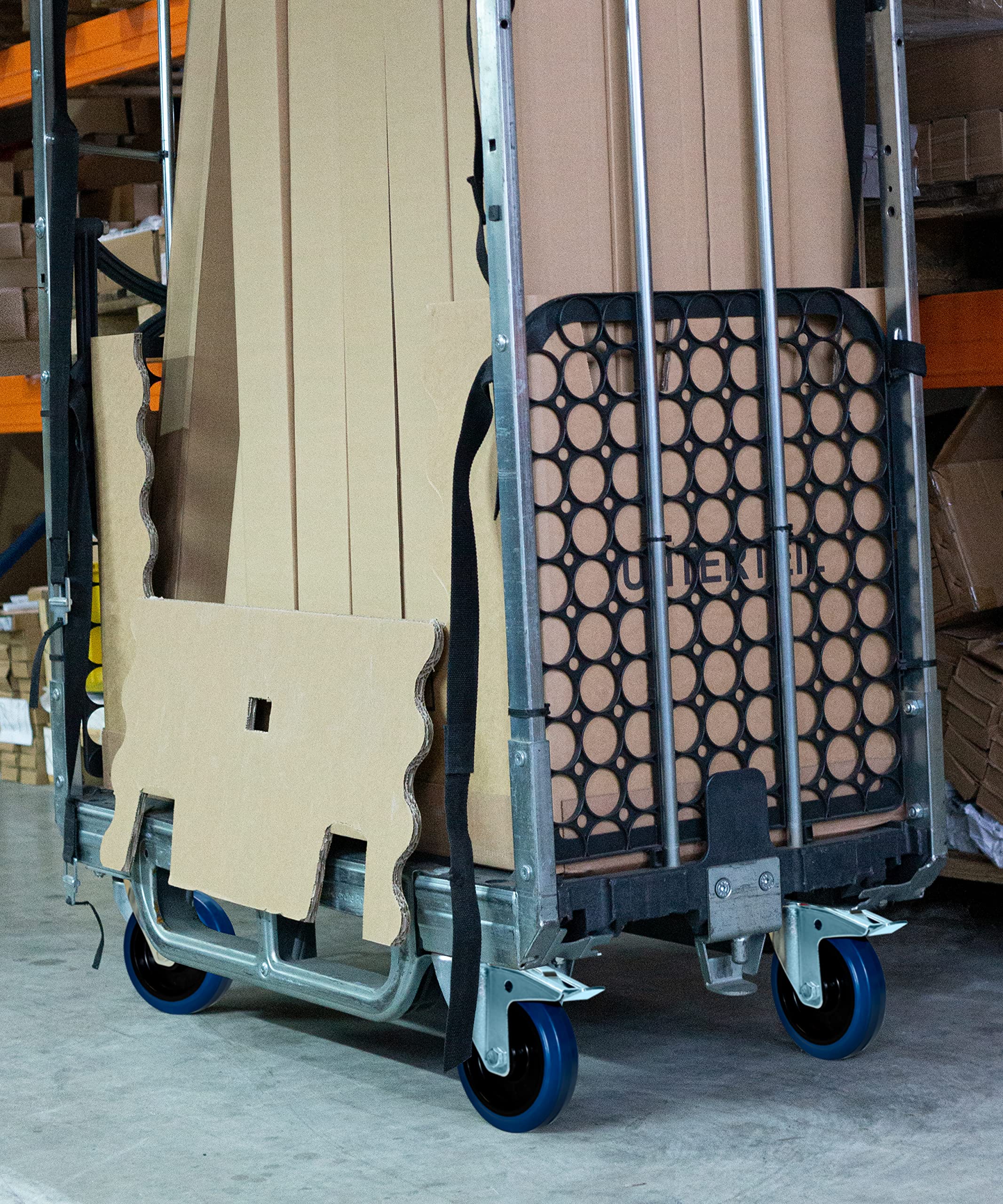 Transportrollen mit Bremse 100mm Möbelrollen Schwerlast - Lenkrollen Set Gummi Rollen Blue Wheels Bockrollen für Rollbrett Werkstatt schwere Möbel Palettenmöbel Rollwagen Räucherschrank Werkzeugwagen