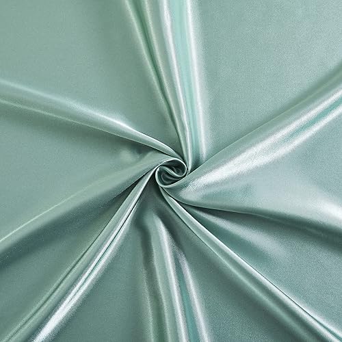 Miniatura 8 de DengChao Juego de sábanas de satén de tamaño individual, 4 piezas, color verde grisáceo, funda de almohada de satén suave, sin arrugas,