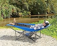 Vista 2 de Mac Sports H900S-100 - Hamaca plegable portátil para camping al aire libre, multiusos, resistente (Azul/Gris)