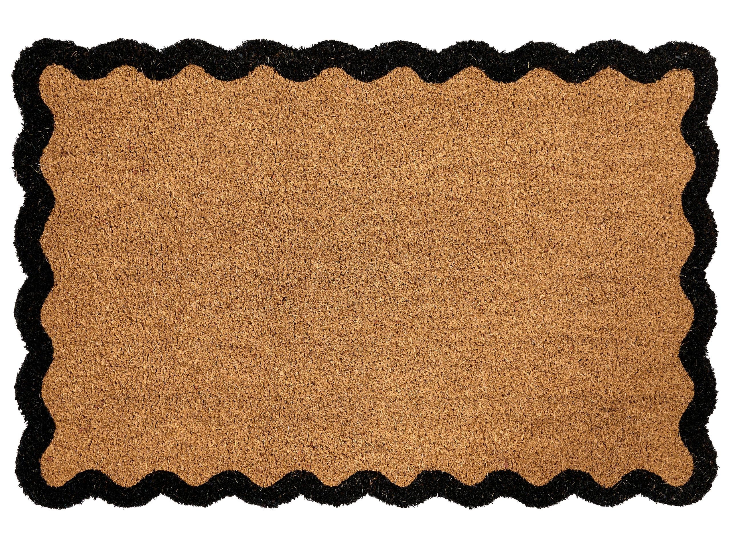 Beliani Paillasson en Fibre de Coco 60 x 90 cm Antidérapant Dessous en PVC Motif Ondulé Naturel Pinatubo