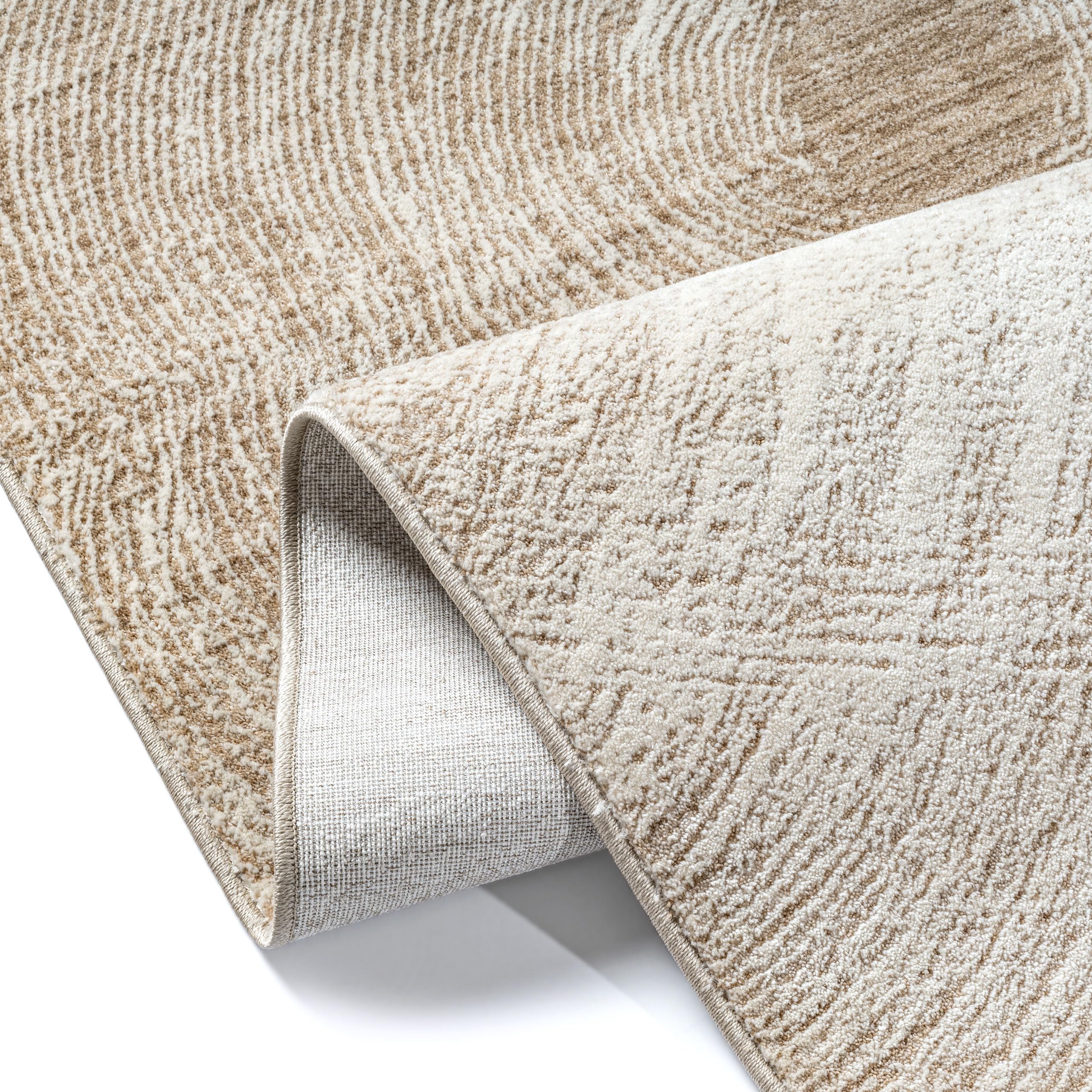 Teppich-Traum Kurzflor Teppich Modern Weich Kreismuster Beige 200x290 cm